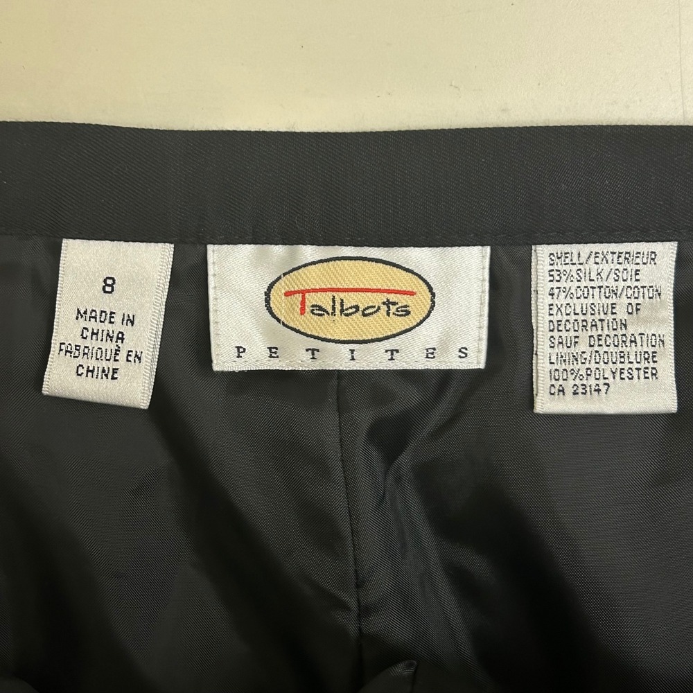 Talbots‎ 8 Petites Silk Cotton Black Embroidered Asian Pagoda Palm Cropped Pants - Picture 4 of 4